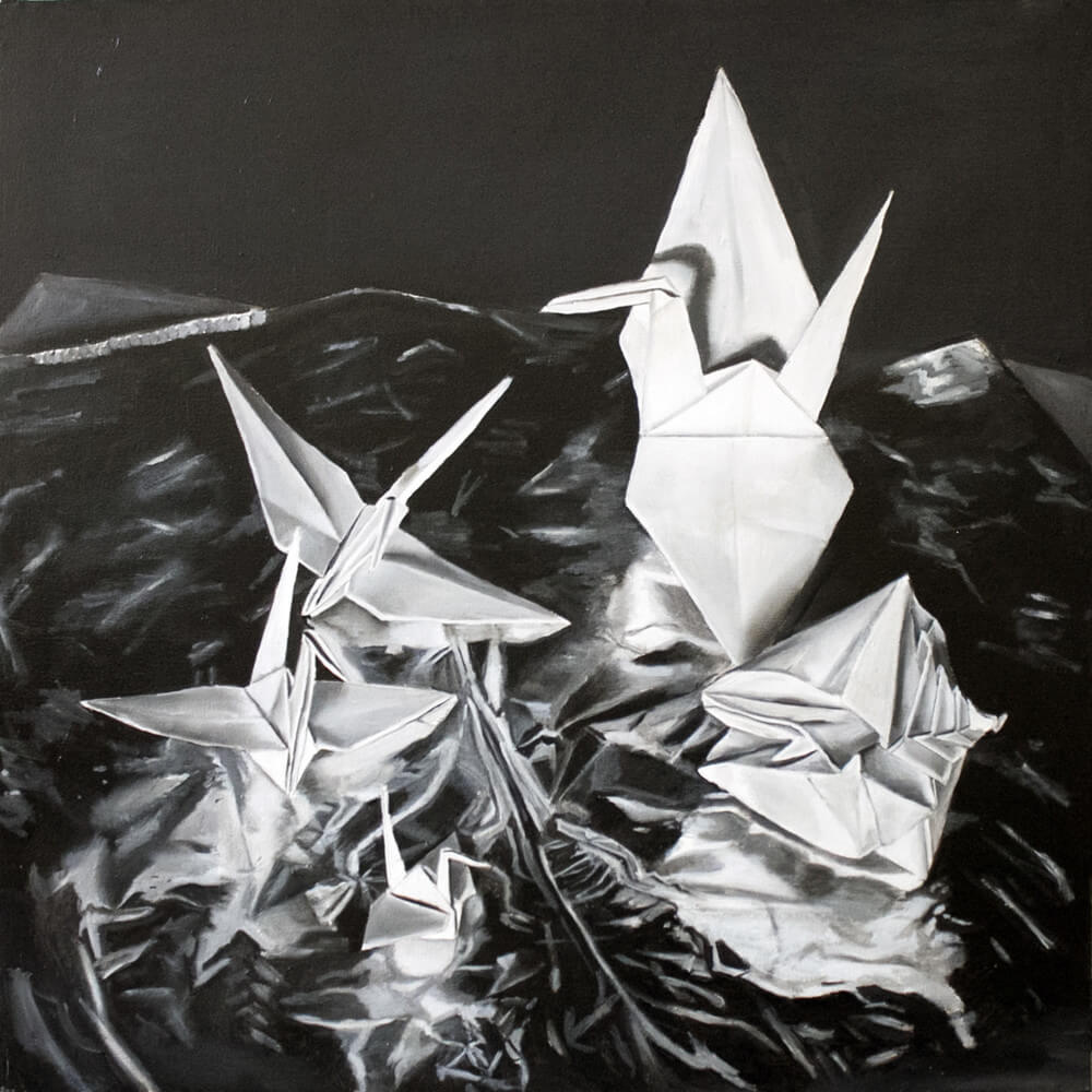 Origami Birds Oil Painting