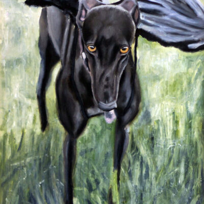 Amor Vincit Omnia - Original Oil Painting Contemporary Dog Art