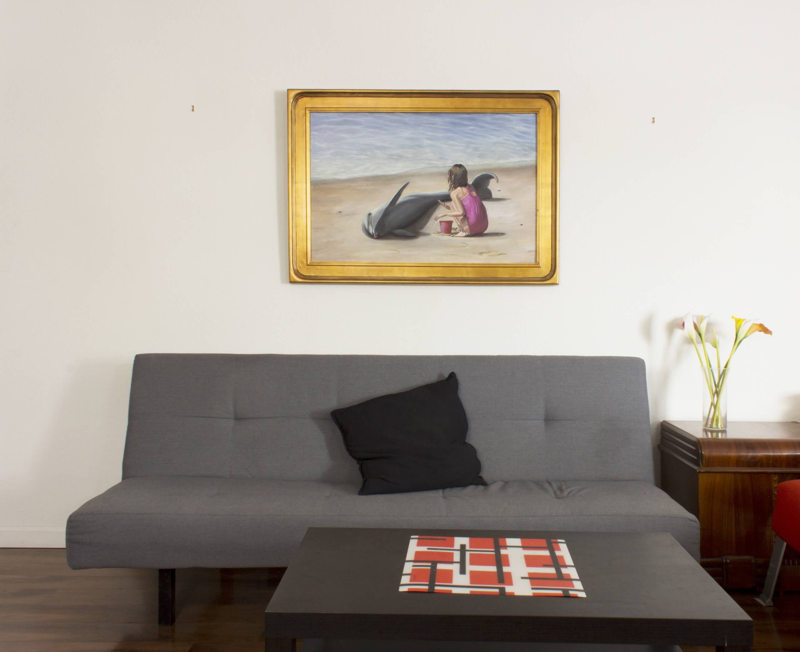 Dolphin Oil Painting "Can We Keep It" 24x36