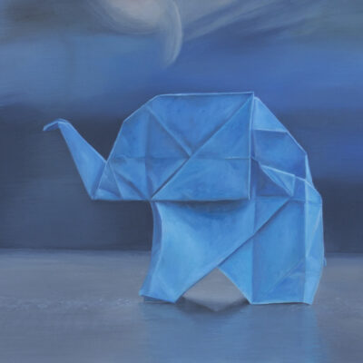 Blue Origami Elephant